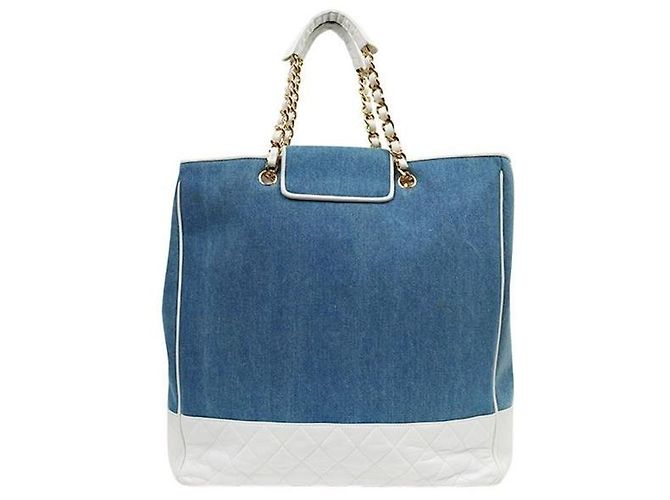 Chanel Borsa a tracolla in denim bicolore con catena Multicolore - vista 3