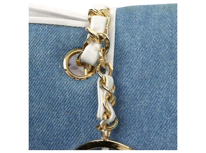 Chanel Borsa a tracolla in denim bicolore con catena Multicolore - vista 8