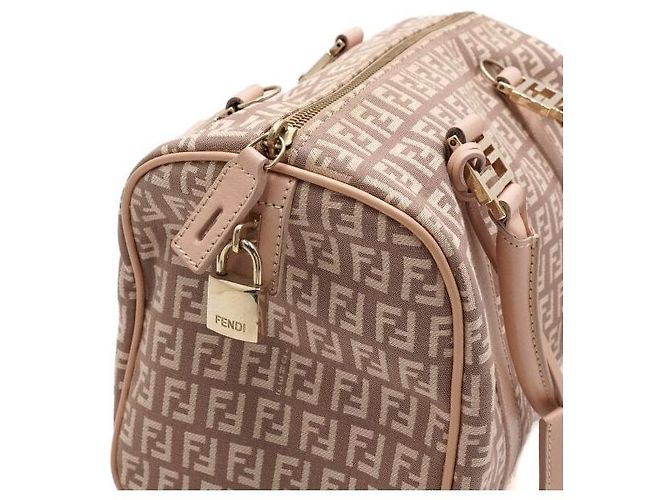 Fendi Boston-Tasche aus Canvas mit rosa FF-Logo Pink - Ansicht 9