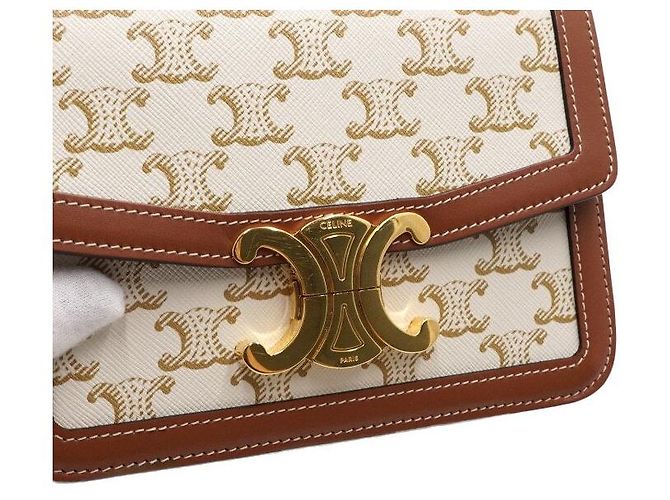 Céline Borsa a spalla e a tracolla Triomphe Small in tela bianca Bianco - vista 10