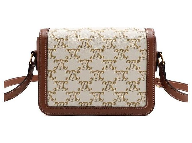 Céline Borsa a spalla e a tracolla Triomphe Small in tela bianca Bianco - vista 4