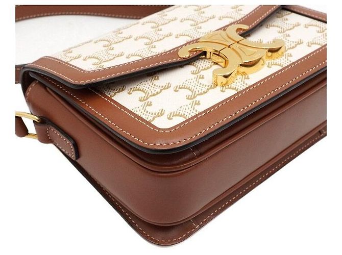 Céline Borsa a spalla e a tracolla Triomphe Small in tela bianca Bianco - vista 9