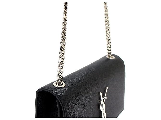 Saint Laurent Bolso de hombro y bandolera Classic Kate Small Monogram con cadena plateada Negro - vista 11