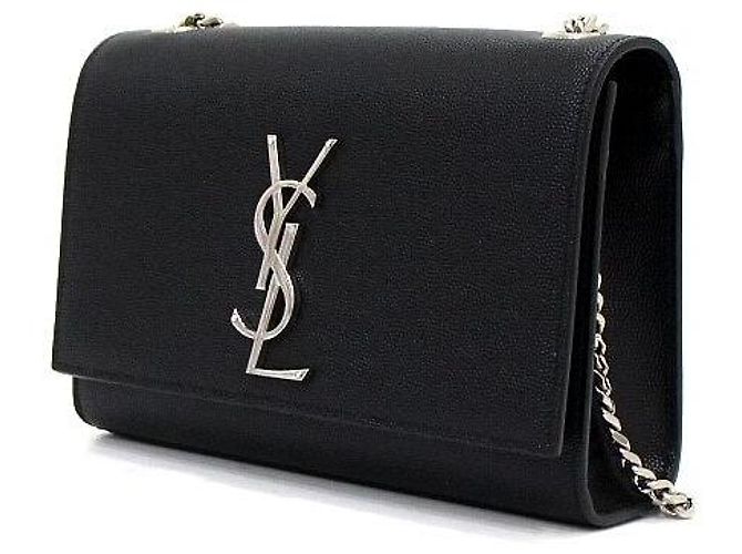 Saint Laurent Bolso de hombro y bandolera Classic Kate Small Monogram con cadena plateada Negro - vista 2