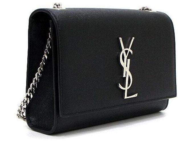 Saint Laurent Bolso de hombro y bandolera Classic Kate Small Monogram con cadena plateada Negro - vista 3