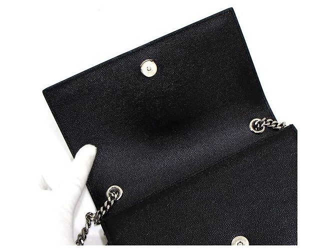 Saint Laurent Bolso de hombro y bandolera Classic Kate Small Monogram con cadena plateada Negro - vista 5