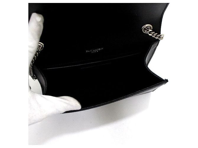 Saint Laurent Bolso de hombro y bandolera Classic Kate Small Monogram con cadena plateada Negro - vista 6