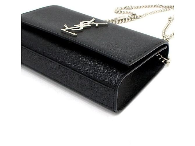 Saint Laurent Bolso de hombro y bandolera Classic Kate Small Monogram con cadena plateada Negro - vista 9