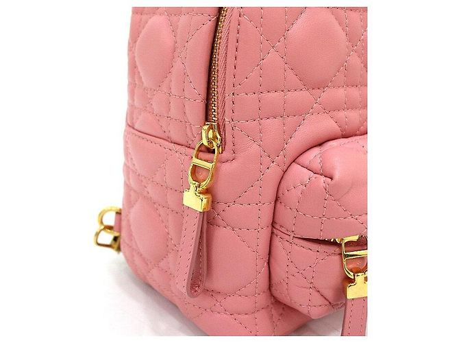 Dior Mini zaino da donna in pelle di agnello Cannage rosa - vista 10