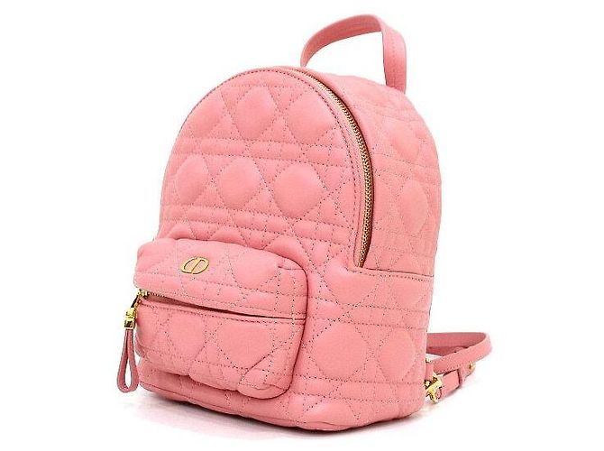 Dior Mini zaino da donna in pelle di agnello Cannage rosa - vista 2