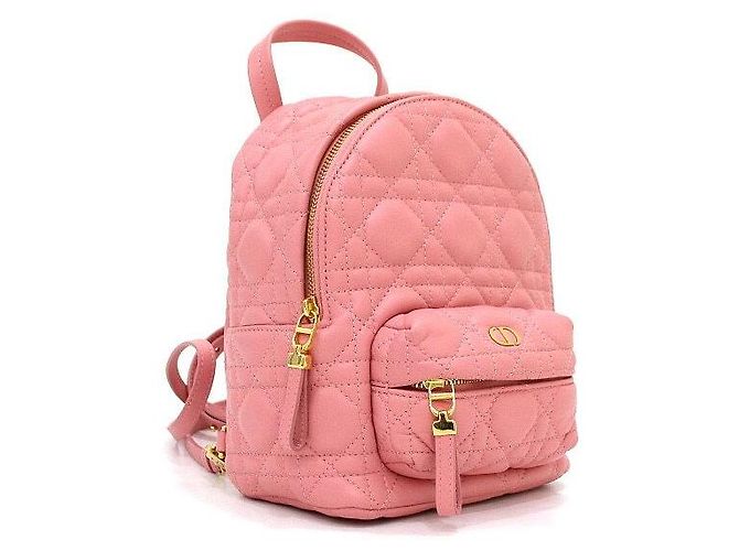 Dior Mini zaino da donna in pelle di agnello Cannage rosa - vista 3