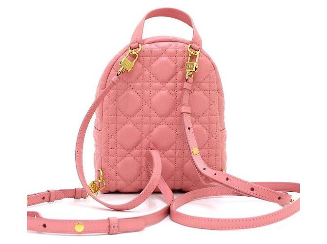 Dior Mini zaino da donna in pelle di agnello Cannage rosa - vista 4