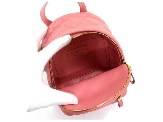 Dior Mini zaino da donna in pelle di agnello Cannage rosa - vista 5