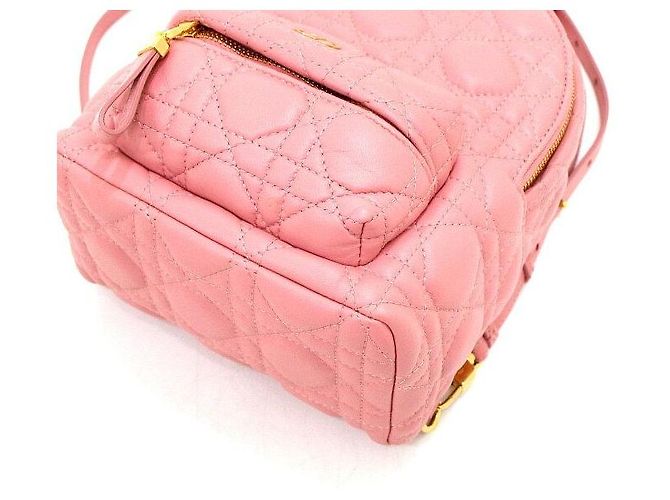 Dior Mini zaino da donna in pelle di agnello Cannage rosa - vista 7
