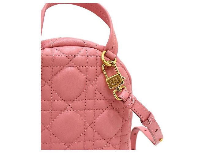Dior Mini zaino da donna in pelle di agnello Cannage rosa - vista 9