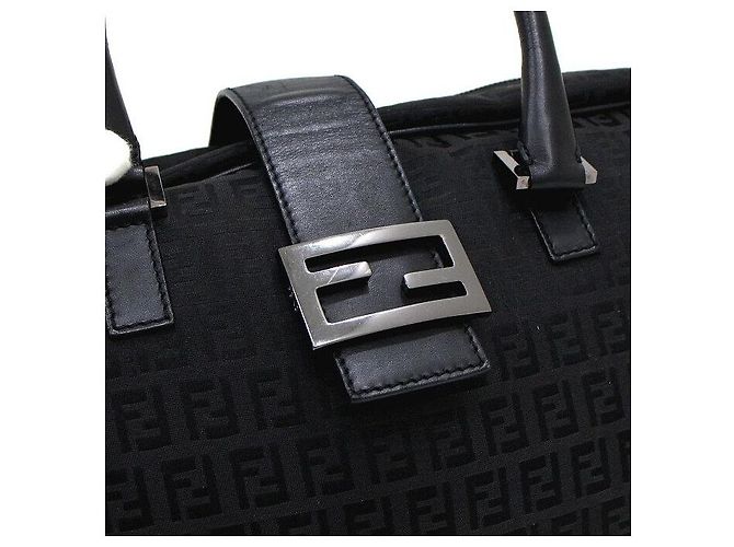 Fendi Bolso Tote Maletín Juka de Lona Negra Negro - vista 10