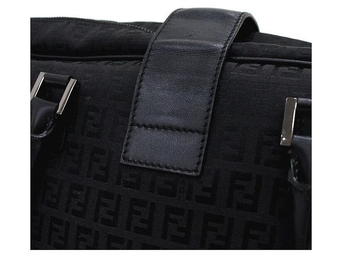 Fendi Bolso Tote Maletín Juka de Lona Negra Negro - vista 11