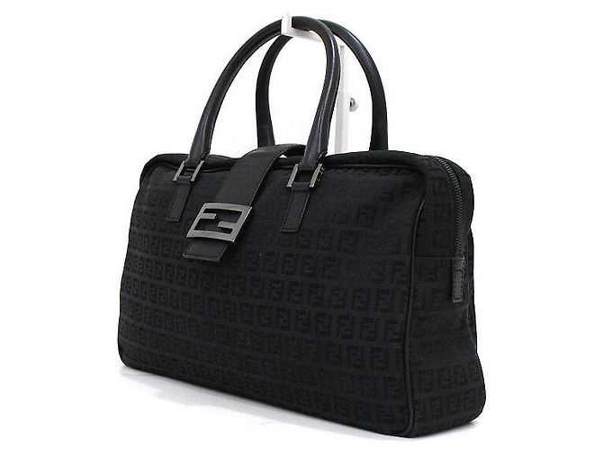 Fendi Bolso Tote Maletín Juka de Lona Negra Negro - vista 2