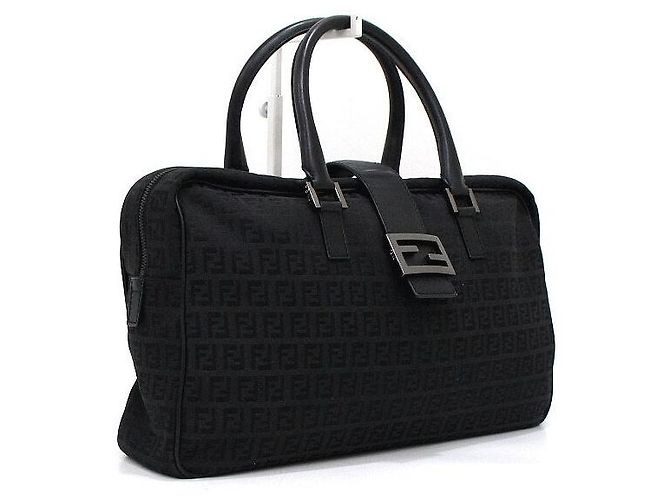 Fendi Bolso Tote Maletín Juka de Lona Negra Negro - vista 3