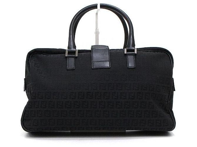 Fendi Bolso Tote Maletín Juka de Lona Negra Negro - vista 4