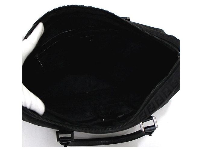 Fendi Bolso Tote Maletín Juka de Lona Negra Negro - vista 5