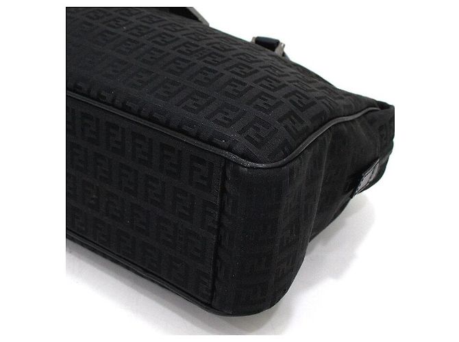 Fendi Bolso Tote Maletín Juka de Lona Negra Negro - vista 8