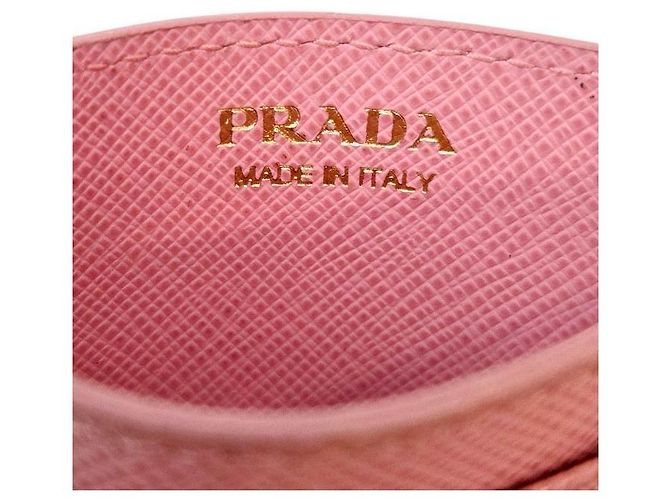 Prada Tarjetero de cuero Saffiano rosa - vista 10