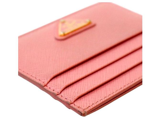 Prada Tarjetero de cuero Saffiano rosa - vista 7