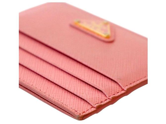 Prada Tarjetero de cuero Saffiano rosa - vista 8