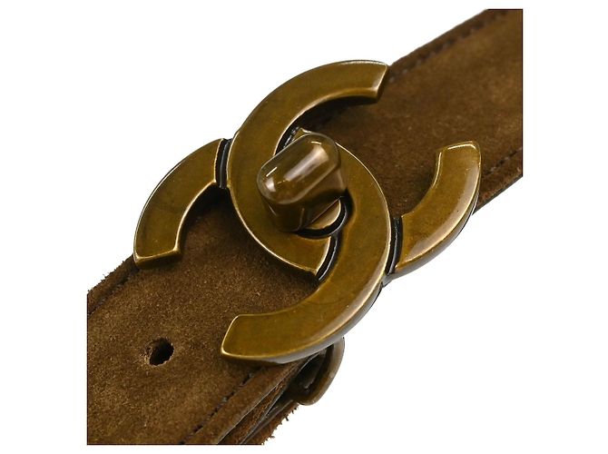 Cintura Chanel CC Turnlock in camoscio Marrone - vista 3