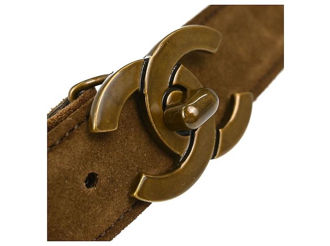 Cintura Chanel CC Turnlock in camoscio Marrone - vista 4