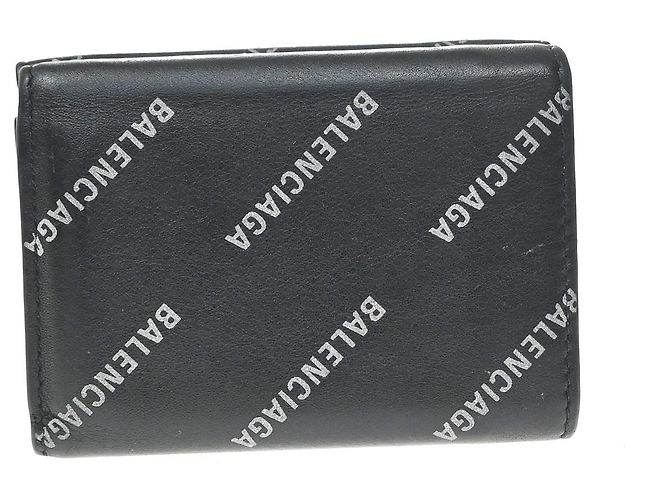 Balenciaga Logo Trifold Wallet Leather Mini Schwarz - Ansicht 2
