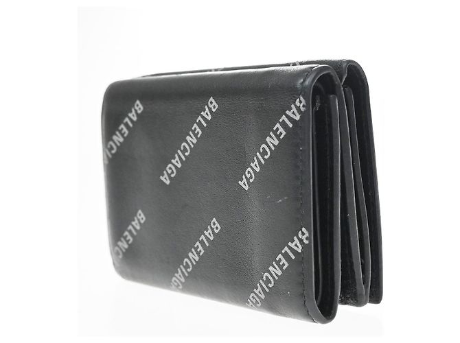 Balenciaga Logo Trifold Wallet Leather Mini Schwarz - Ansicht 4