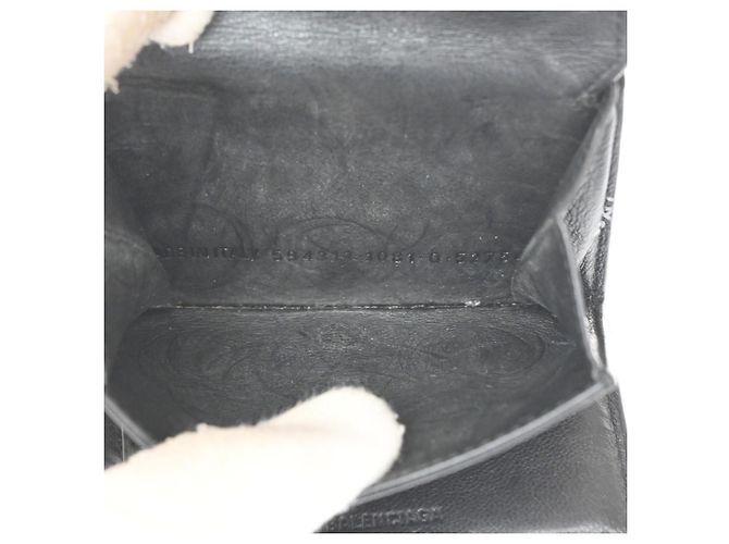 Balenciaga Logo Trifold Wallet Leather Mini Schwarz - Ansicht 6