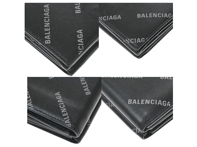 Balenciaga Logo Trifold Wallet Leather Mini Schwarz - Ansicht 7