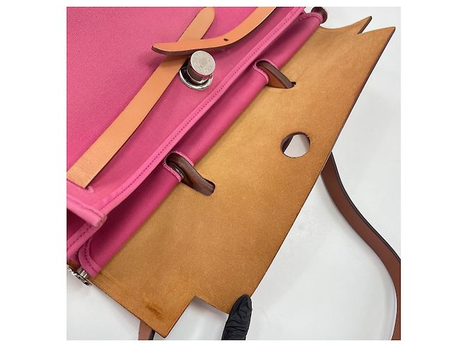 Hermès Borsa Tote Hermes Herbag MM Rosa - vista 11