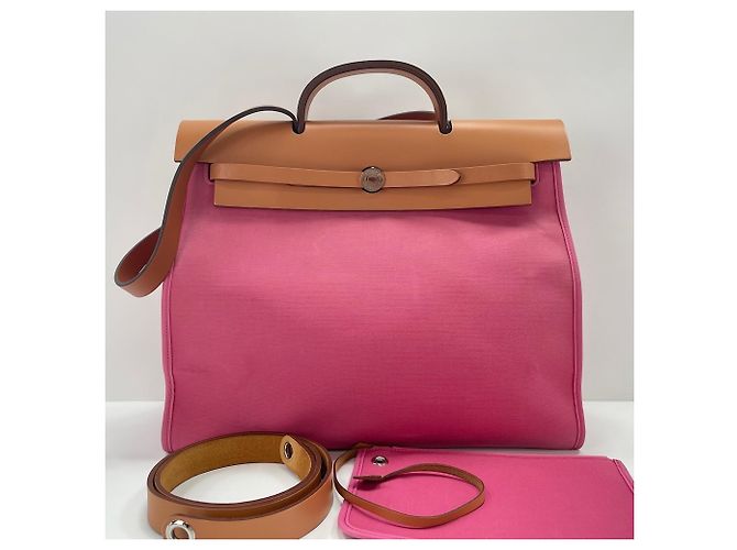 Hermès Borsa Tote Hermes Herbag MM Rosa - vista 14
