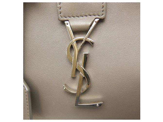 Borsa YVES SAINT LAURENT Downtown Cabas in pelle goffrata Marrone Giallo - vista 12
