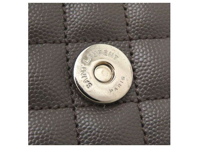 Borsa a tracolla in pelle grigia Yves Saint Laurent Marrone - vista 10