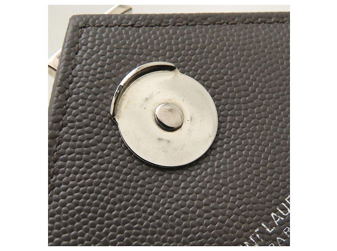 Borsa a tracolla in pelle grigia Yves Saint Laurent Marrone - vista 11