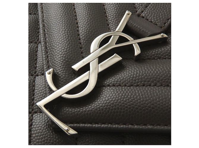 Borsa a tracolla in pelle grigia Yves Saint Laurent Marrone - vista 12