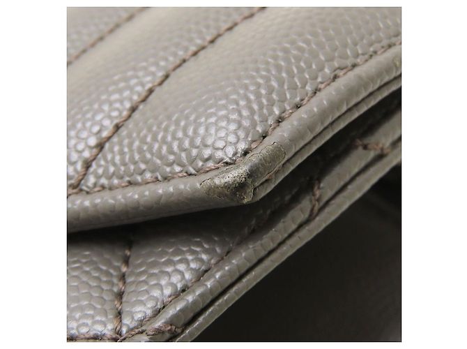 Borsa a tracolla in pelle grigia Yves Saint Laurent Marrone - vista 14