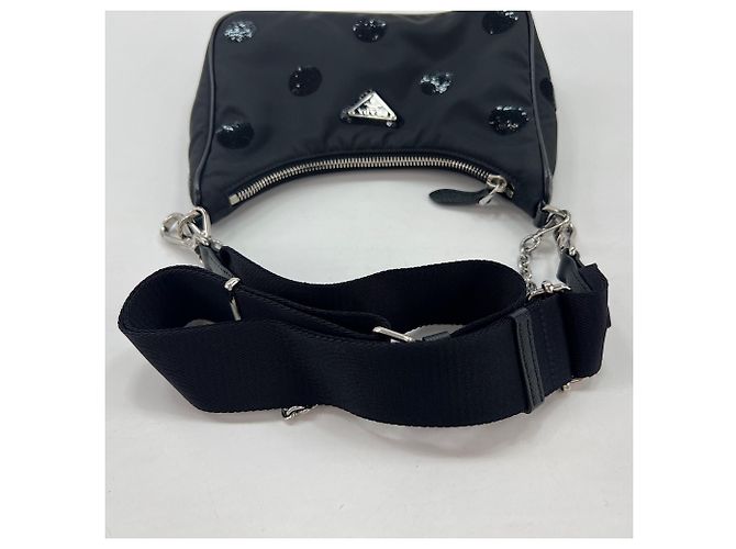 Borsa Prada 2005 Re-Nylon con paillettes Nero - vista 10