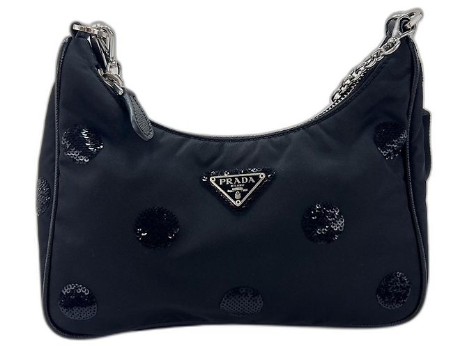 Borsa Prada 2005 Re-Nylon con paillettes Nero - vista 2