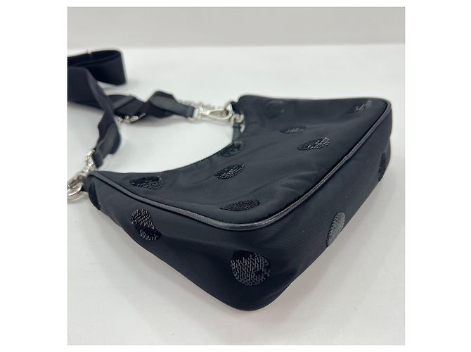 Borsa Prada 2005 Re-Nylon con paillettes Nero - vista 8