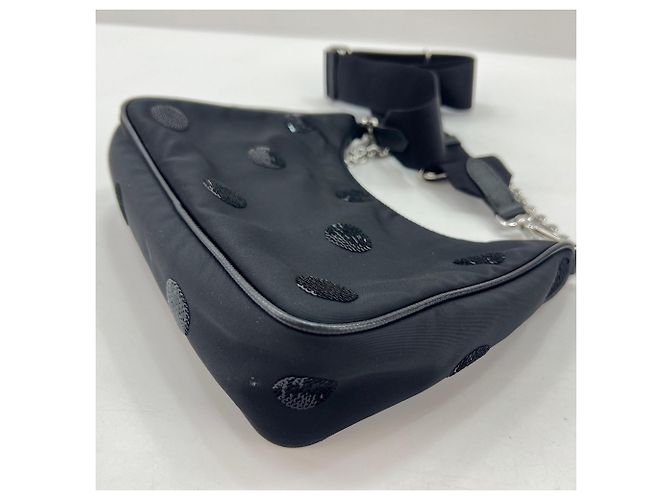 Borsa Prada 2005 Re-Nylon con paillettes Nero - vista 9