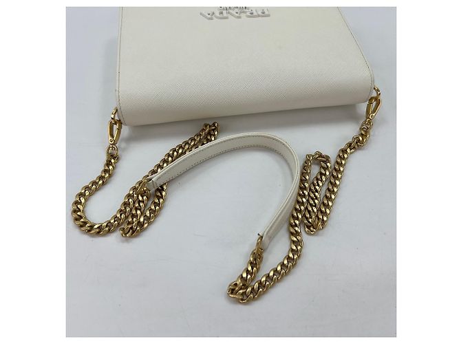 Prada Mini Handtasche Logo Shoulder Bag Weiß - Ansicht 10