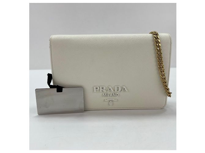Prada Mini Handtasche Logo Shoulder Bag Weiß - Ansicht 11