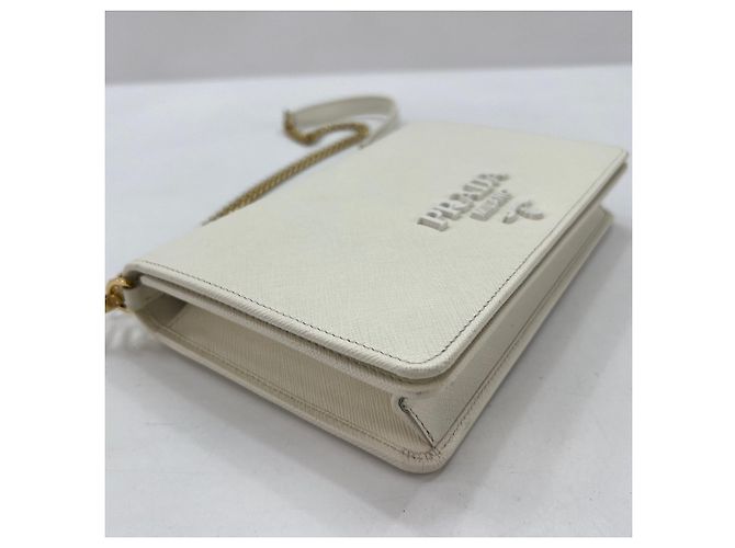 Prada Mini Handtasche Logo Shoulder Bag Weiß - Ansicht 6