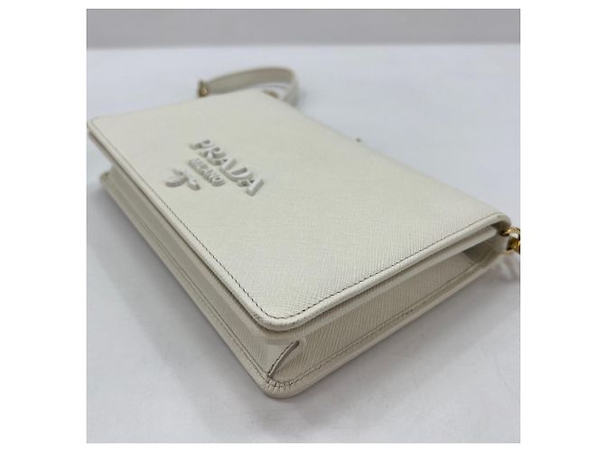 Prada Mini Handtasche Logo Shoulder Bag Weiß - Ansicht 7